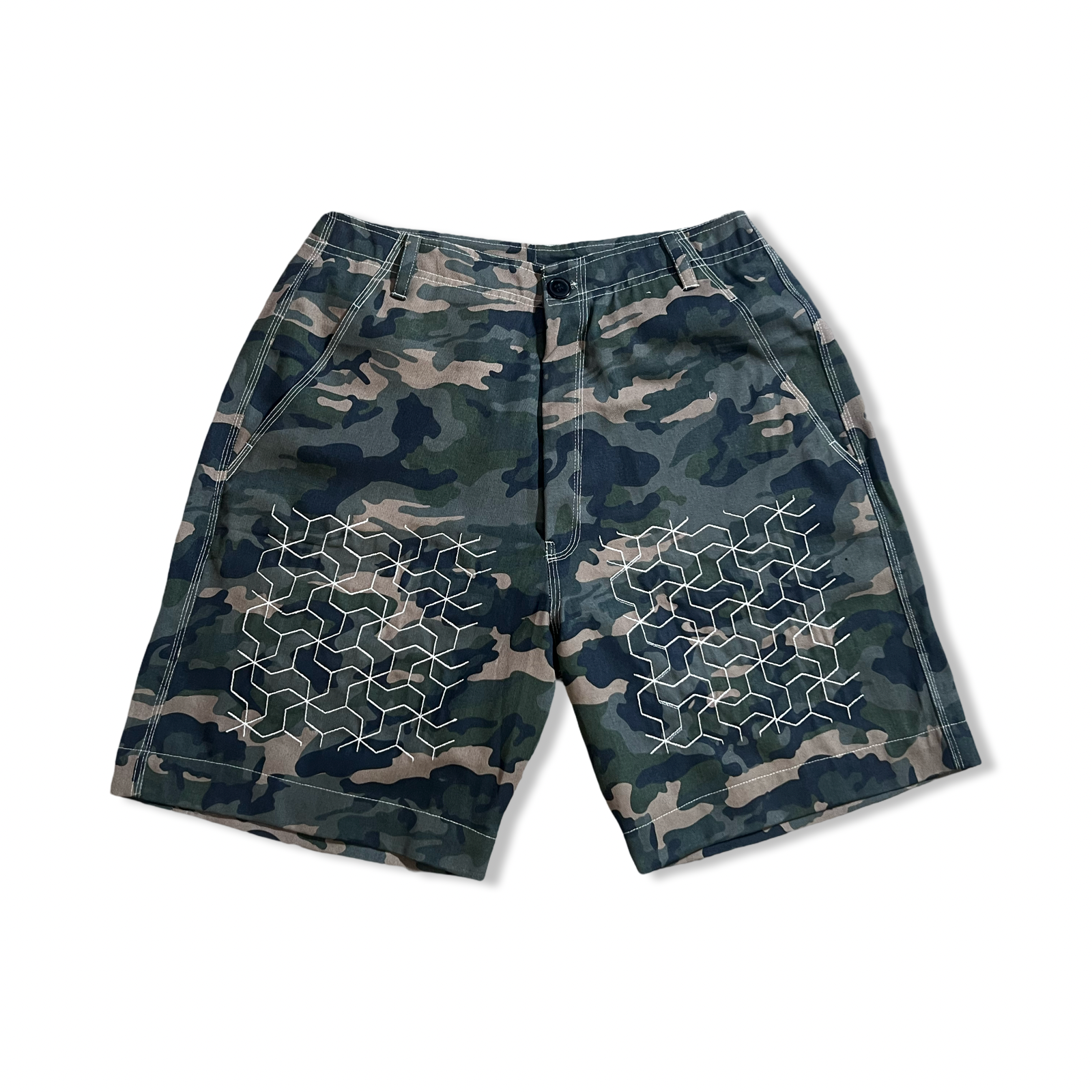 Emroidered Camo Shorts